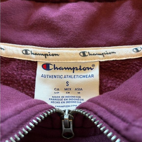 Champion Maroon Quarterzip Pullover Sweatshirt‎ - Picture 2 of 5